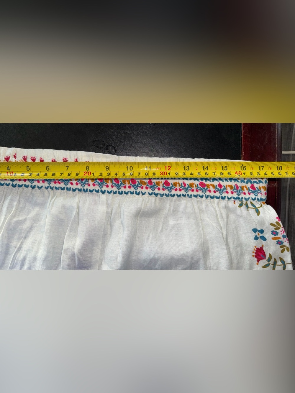 NATURAL LIFE Cream Wide-Leg Palazzo Pant with Multicolor Design size XL - Picture 8 of 9